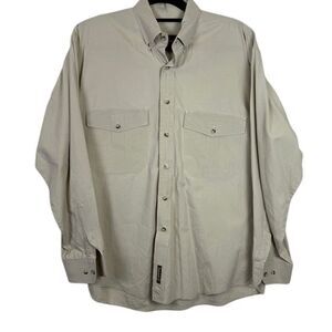 Timberland Weathergear Vintage Cotton Button Front Shirt Khaki Tan Size Medium